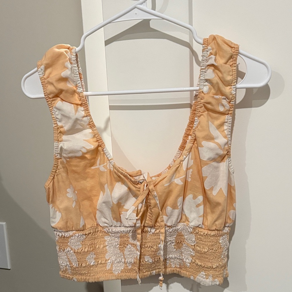 American Eagle Outfitters Floral Crop Top - Orange and White